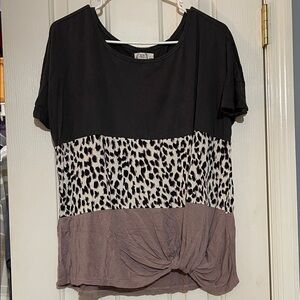 Animal Print Short Sleeve Top